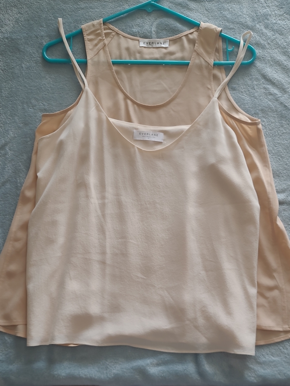 Everlane Cream and Beige Layered Silk-Blend Camisoles